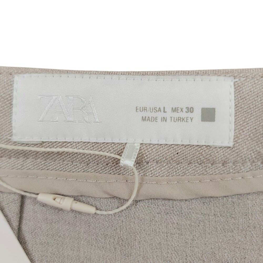 Zara Trousers Womens Large Beige High Rise Flare Leg Stretch Work Office - Picture 8 of 12